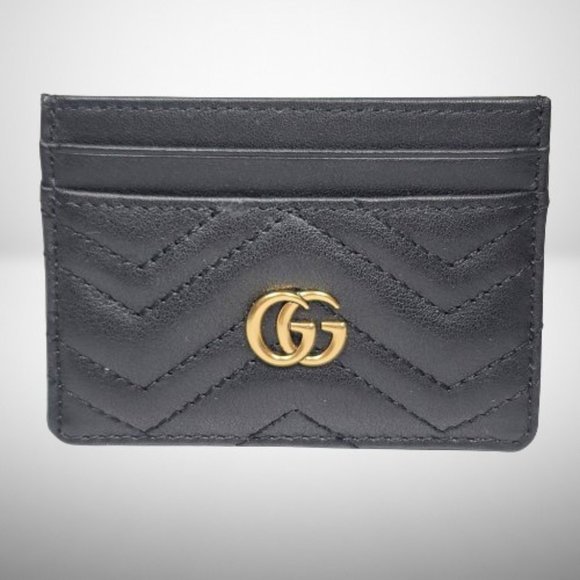 GUCCI NEW GG MARMONT BLACK QUILTED CARD HOLDER - Picture 3 of 6
